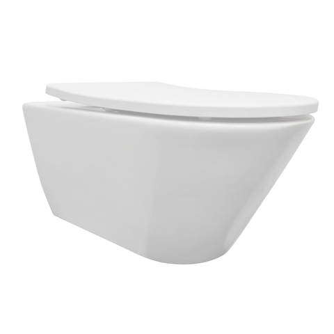 Wiesbaden Stereo hangtoilet – spoelrandloos – diepte 53 cm – met Shade slim softclose zitting – mat wit SW643235