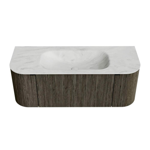 Mondiaz KURVE-DLUX Ensemble de meuble de salle de bains - 120x46x40cm - 1 tiroir - 2 portes - vasque solid surface - central - 1 trou de robinet - Shadow SW1414036
