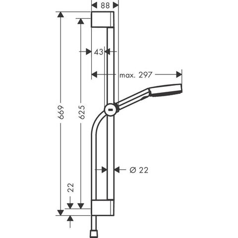 Hansgrohe Pulsify select s - select glijstangset - 3jet Relaxation - ecosmart - 10.5cm - met glijstang 65 cm - hoogglans chroom SW651394