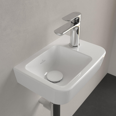Villeroy & Boch O.novo fontein - 36x25cm - 1 kraangat rechts - zonder overloop CeramicPlus - White Alpine (glans wit) SW448507