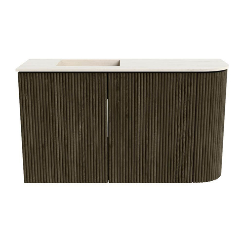 Mondiaz JOYA-DLUX Meuble de salle de bains - 71,6cm - arrondi droit couleur Shadow - Vasque FAYE position Gauche Sans trou de robinet couleur Meli SW1424917