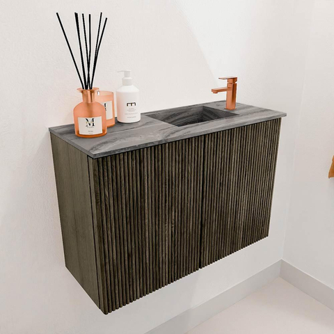 Mondiaz JOYA-DLUX 60cm toiletmeubel - kleur Shadow - Wastafel FAYE positie Rechts 1 kraangat kleur Sombra. SW1425190