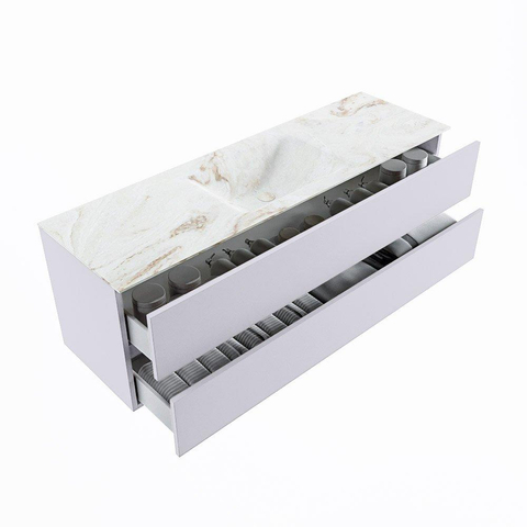 MONDIAZ VICA-DLUX Ensemble meuble de salle de bains - 150cm - meuble bas cale - 2 tiroirs - lavabo encastré cloud central - sans trous de robinet - version haute 60cm - frape SW1089065