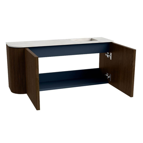 Mondiaz JOYA-DLUX 91.6cm toiletmeubel - ronding links kleur Walnut - Wastafel FAYE positie Rechts Zonder kraangat kleur Ostra. SW1422656