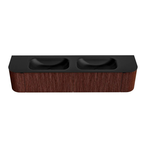 Mondiaz KURVE Badkamermeubelset - 200x46x40cm - 2 lade - 2 deuren - wastafel solid surface - dubbel - 2 kraangaten - Ruby SW1415529