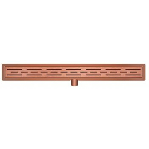 Wiesbaden Douchegoot met flens en rooster - 100x7cm - PVD - geborsteld brons koper SW451303