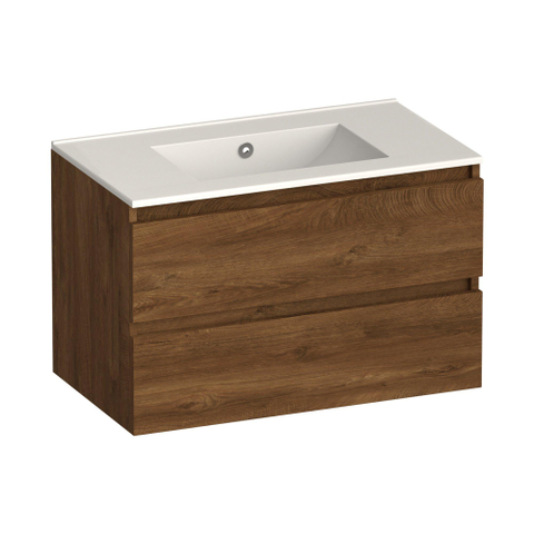 Brauer Core Series badkamermeubelset - 80x45x52cm - wastafel Frost - forest cacao SW1601166