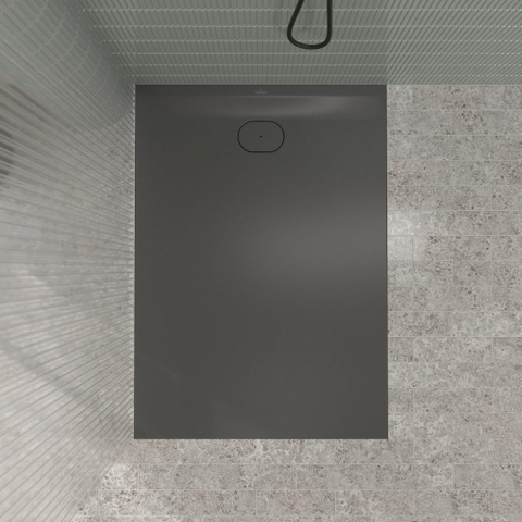 Villeroy & Boch Ecora douchebak - 140x100x3.5cm - afvoer korte zijde - anthracite (antraciet) SW1558954