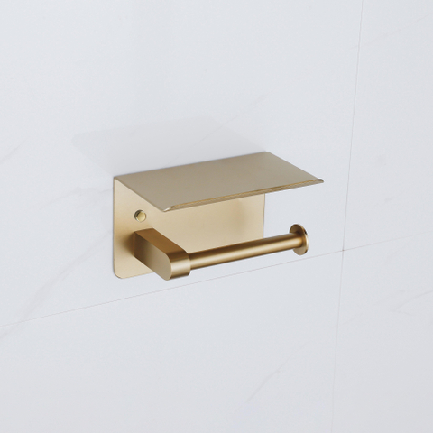 Fortifura Calvi toiletrolhouder - met plateau - PVD - geborsteld messing (goud) SW1183053