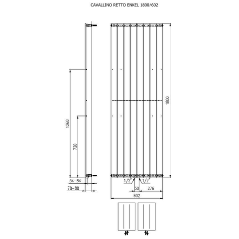 Plieger Cavallino Retto radiateur design vertical simple raccordement central 1800x602mm 1205W blanc 7252982
