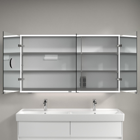 Villeroy & Boch My View Now My view spiegelkast - 130x75cm - 3 deuren - 2 contactdoos LED - zilver SW641566