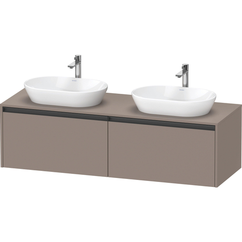 Duravit Ketho.2 Wastafelonderbouwkast - inclusief consoleplaat - met 2 laden - voor dubbele waskommen - 160x55x45.9cm - met handgrepen antraciet - basalt mat SW772772
