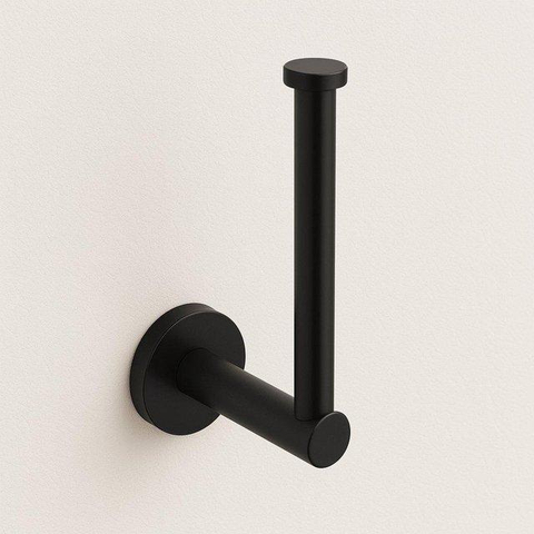 FugaFlow Eccelente Ensemble accessoires toilettes 5 pièces - porte-rouleau de papier toilette - porte-rouleau de réserve - porte-brosse WC - crochet porte-serviette - poubelle à pédale - noir mat SW1450719