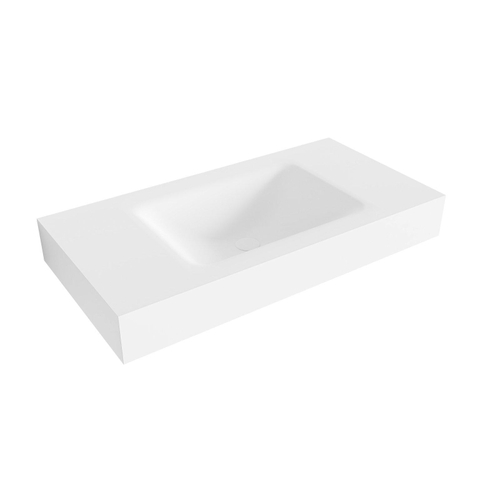 Mondiaz CLOUD Lavabo suspendu - 90cm - lavabo au centre - bord 12cm - Solid Surface Talc SW428057