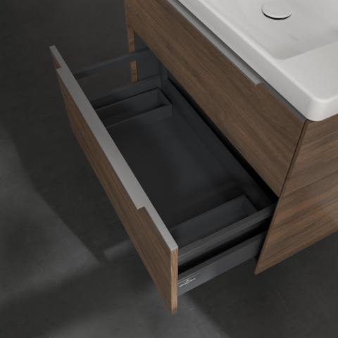 Villeroy & Boch Subway 3.0 wastafelonderbouwkast - met 2 laden - met grepen aluminium glanzend - 77.2x57.6x47.8 - Arizona Oak (hout) SW641508