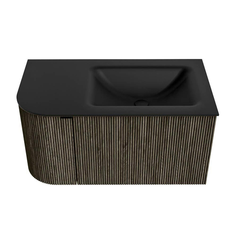 Mondiaz KURVE Ensemble de meuble de salle de bains - 85x46x40cm - 1 tiroir - 1 porte - lavabo solid surface - droit - 1 trou de robinet - Shadow SW1414185