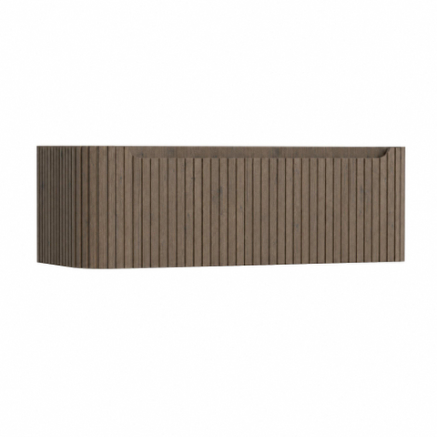 H&R Badmeubelen Juice Wastafelonderkast - 120x45x40cm - linkerhoek afgerond - 3D-front - 1 lade - geïntegreerde greep - tucson oak SW1259924