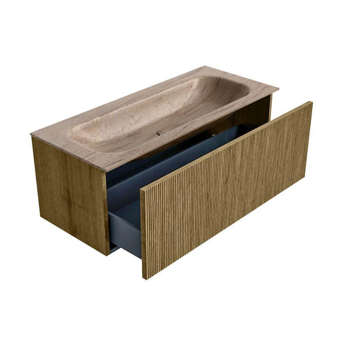 MONDIAZ KURVE-DLUX Meuble de salle de bains 110 cm couleur Dusk avec 1 tiroir et 0 porte. Lavabo BIG MEDIUM Central 1 trou de robinet Saba. SW1433357