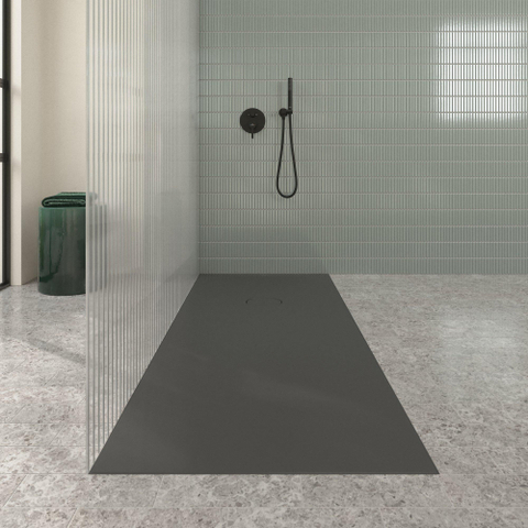 Villeroy & Boch Ecora douchebak - 180x80x4.5cm - afvoer korte zijde - anthracite (antraciet) SW1558873