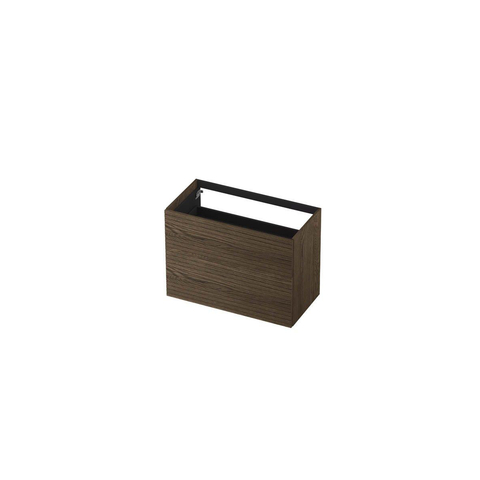 INK Wastafelonderkast - 90x45x65cm - 2 lades - push to open - horizontaal gefreesd - Eiken - Charcoal SW693488