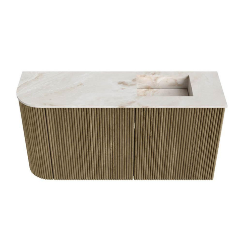 Mondiaz JOYA-DLUX Meuble de toilette 81,6cm - arrondi gauche couleur Dusk - Vasque FAYE position Droite 1 trou de robinet couleur Frappe. SW1423097
