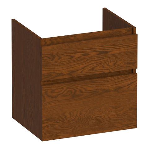 BRAUER Delight meuble sous-lavabo - 60x46x60cm - 2 tiroirs softclose - sans poignées - 1 découpe pour siphon - chêne massif - chêne à lamelles brun SW1199447