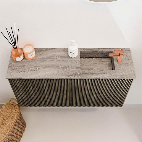 Mondiaz JOYA-DLUX Meuble de salle de bains 80cm - couleur Shadow - Vasque FAYE position Droite 1 trou de robinet couleur Oza SW1425037