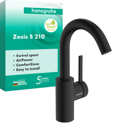 Hansgrohe Zesis S wastafelkraan 210 drb uitl zonderafvoer mat zwart SW1567396
