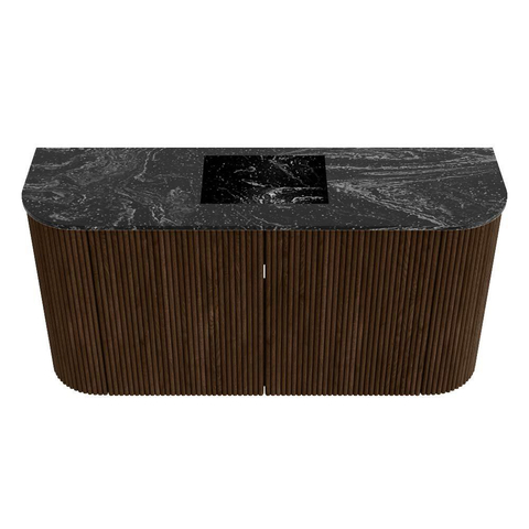 Mondiaz JOYA-DLUX 83.2cm meuble de salle de bains avec WC - arrondis gauche et droite couleur Noyer - Vasque FAYE position Milieu 1 trou de robinet couleur Lava SW1422496