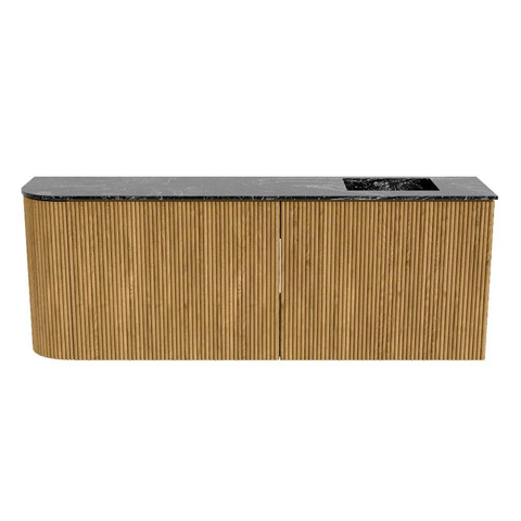 Mondiaz JOYA-DLUX 111.6cm toiletmeubel - ronding links kleur Oak - Wastafel FAYE positie Rechts 1 kraangat kleur Lava. SW1422122