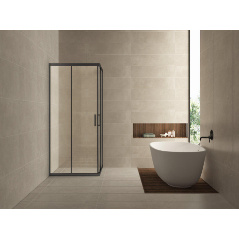 Wiesbaden Skyline hoekinstap cabine met 2 schuifdeuren 800 x 800 x 2000 x 8 mm nano helder glas/mat zwart SW440363