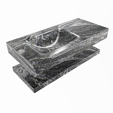 Mondiaz ALAN-DLUX Ensemble de meuble - 100cm - meuble Lava mat - 0 tiroirs - Lavabo Cloud Lava suspendu - vasque Gauche - 0 trous de robinet SW809242