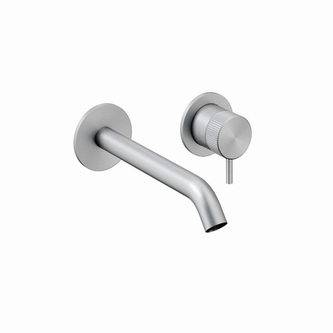 Crosswater 3ONE6 Wastafelkraan inbouw - gebogen uitloop 18cm - 1 knop - geborsteld RVS SW876107