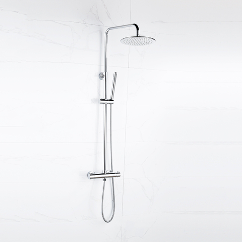 Fortifura Calvi Regendoucheset - thermostatisch - 25cm - hoofddouche - staafhanddouche - hoogglans chroom SW377818