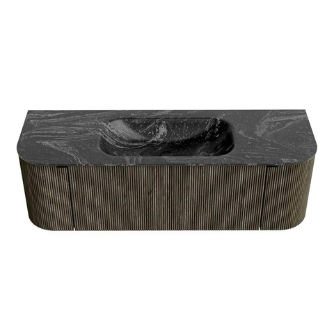 Mondiaz KURVE-DLUX Ensemble de meubles de salle de bains - 140x46x40cm - 1 tiroir - 2 portes - lavabo solid surface - central - sans trou de robinet - Shadow SW1414658