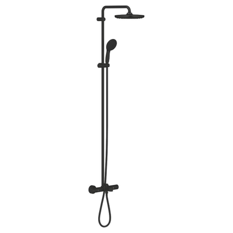 Grohe Tempesta System 250 Regendoucheset - 158.8cm - hoofddouche - 25cm - ronde handdouche - 2 straalsoorten - met thermostaatkraan - matte black (mat zwart) SW1077280