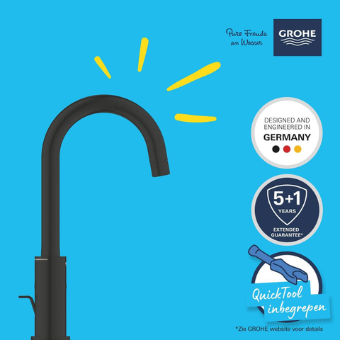 Grohe Start QuickFix Wastafelkraan - l-size - met waste - matte black (mat zwart) SW1126743