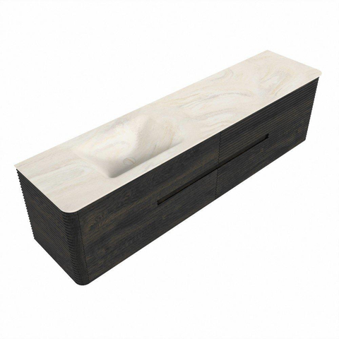 Mondiaz CIRO-DLUX Badkamermeubelset - 190x45x50cm - Solid surface wastafel Ostra - 1 wasbak Links - zonder kraangaten - 4 lades - Shadow SW1532318