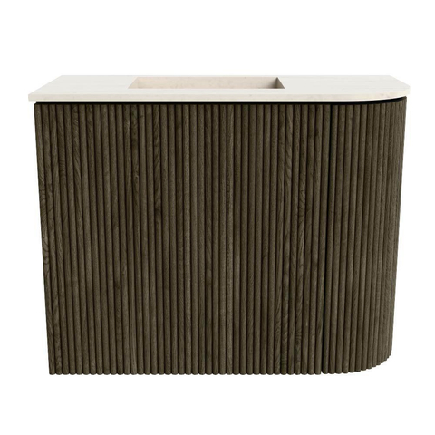 Mondiaz JOYA-DLUX 51.6cm toiletmeubel - ronding rechts kleur Shadow - Wastafel FAYE positie Links Zonder kraangat kleur Meli. SW1424912