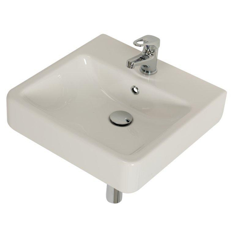 Plieger Seattle pack lavabo – 45 x 45 x 15,8 cm – céramique blanc brillant – robinet chromé SW96157