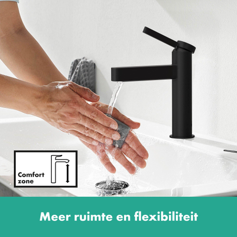 Hansgrohe Finoris Wastafelmengkraan - 16.4x12.6cm - mat zwart SW651185