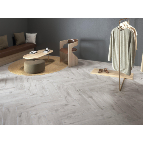 Terravito Selvaro Keramisch parket wand- en vloertegel - 30x120cm - 9.0mm - Rechthoek - gerectificeerd - Houtlook - mat grijs - Grey SW1595583