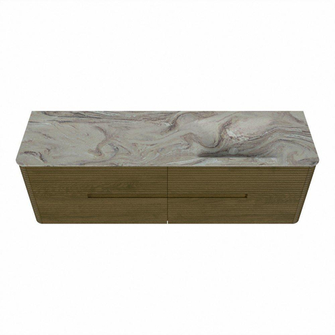 Mondiaz CIRO-DLUX Ensemble de meubles de salle de bains - 160x45x50cm - Plan vasque solid surface Glace - 1 vasque à droite - sans trous de robinet - 4 tiroirs - Dusk SW1532995