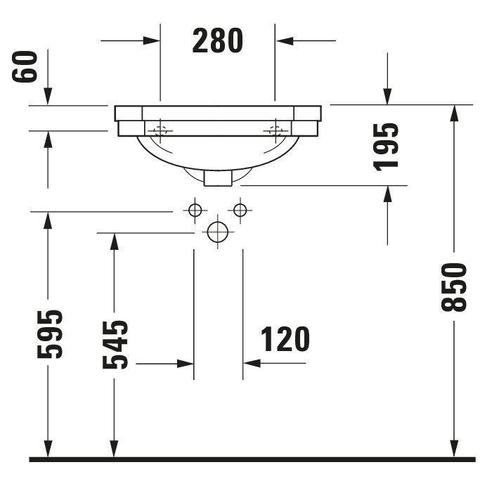 Duravit Serie 1930 Fontein - 500x195x365mm - 1 kraangat overloop - wit 0293288