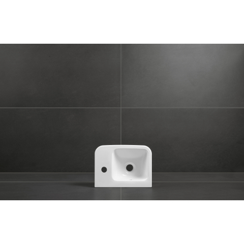 Villeroy & Boch Architectura fontein - 36x26cm - 1 kraangat rechts - met overloop CeramicPlus - White Alpine (glans wit) SW68794