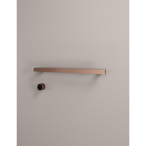 Hotbath &MORE Handdoekradiator - 80x19cm - vierkant - 1 stangen - horizontaal - met schakelaar - PVD - geborsteld koper SW1245749