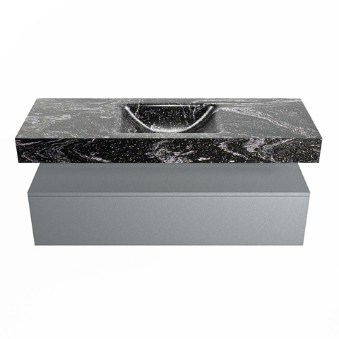 Mondiaz ALAN-DLUX Ensemble de meuble - 130cm - meuble Plata mat - 1 tiroir - Lavabo Cloud Lava suspendu - vasque Centre - 0 trous de robinet SW808527