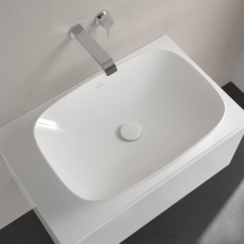 Villeroy & Boch Loop & Friends opzetwastafel - 62x42cm - zonder kraangat - zonder overloop CeramicPlus - White Alpine (glans wit) SW644144