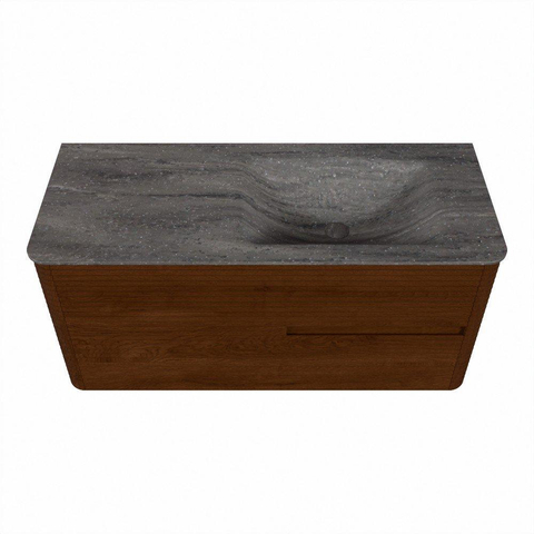 Mondiaz CIRO-DLUX Ensemble de meubles de salle de bains - 110x45x50cm - Vasque en solid surface Oza - 1 lavabo à droite - 1 trou de robinet - 2 tiroirs - Ruby SW1532093