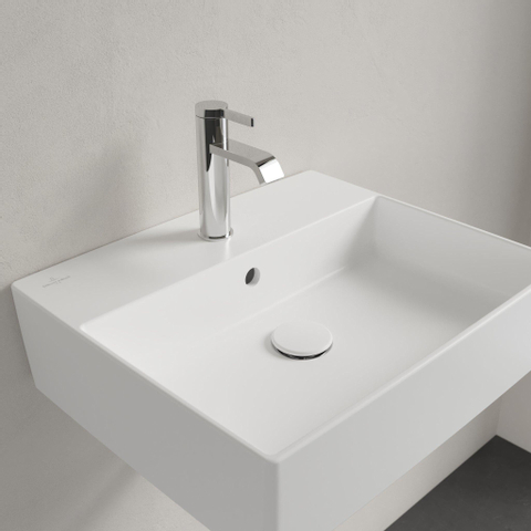 Villeroy & Boch memento 2.0 opzetwastafel - met 1 kraangat - 50x42cm CeramicPlus - met overloop - Stone White (mat wit) SW209585
